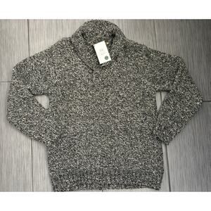 Inis Crafts Gray Marled Wool Shawl Collar Sweater Size Medium Donegal Yarn NWT